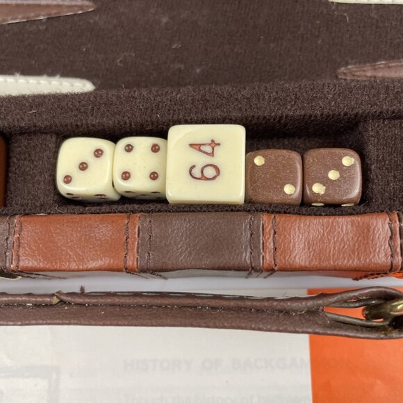 Es-kapade Travel Backgammon Set Brown Leather Magnetic COMPLETE Vintage - Picture 2 of 6